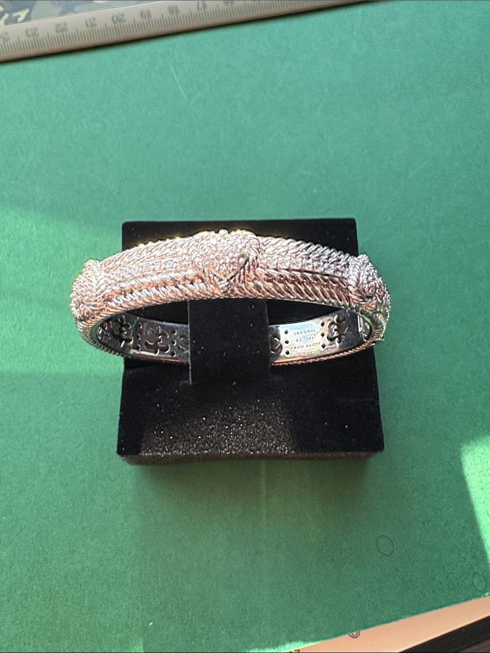 Judith Ripka vintage heart kick bangle bracelet.